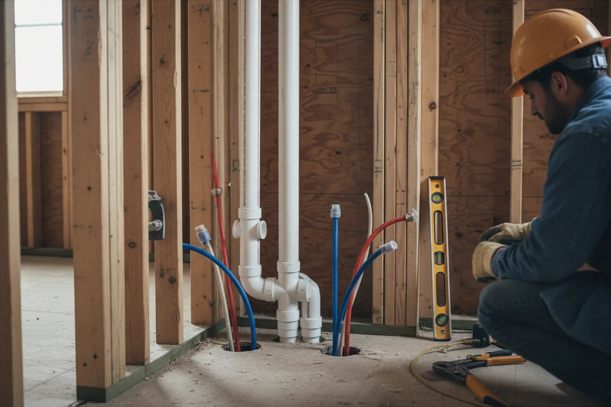 Drain and supply rough-in during Garbage Disposal Repair in Brentwood