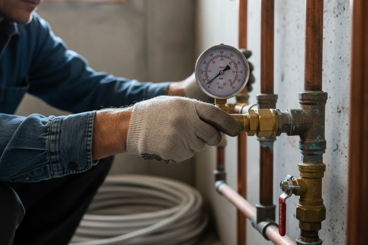 Pressure testing a repaired line during Water Line Repair in Brentwood